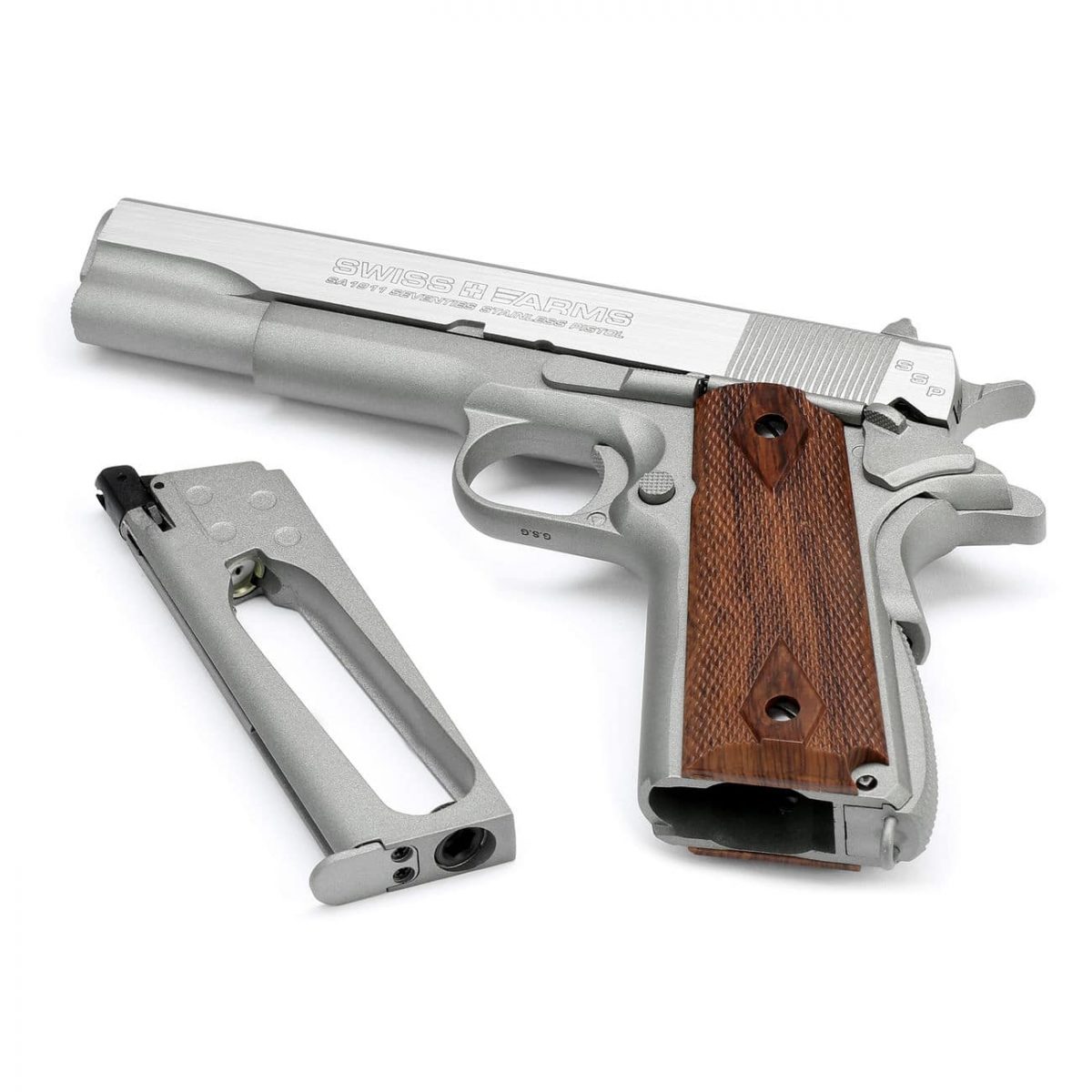 Pistola Airgun SA 1911 Stainless 4 5mm Co2 BlowBack Prime Guns