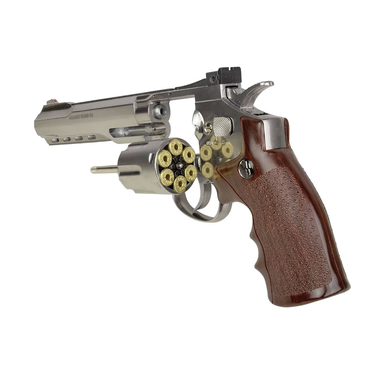 Kit Revolver 38 De Pressão Gas Co2 6 Tiros 4 Oxidado Rossi Full Metal M701  4,5mm - Wingun